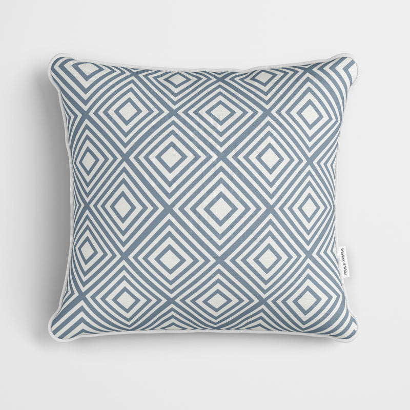 Diamond Pattern Dusty Blue Cushion - Handmade Homeware, Made in Britain - Windsor and White