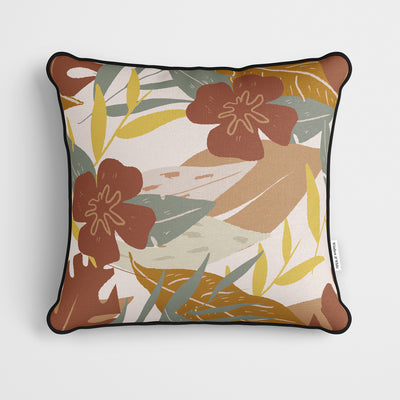 Cream Rust Artist Foliage Cushion - Handmade Homeware, Made in Britain - Windsor and White