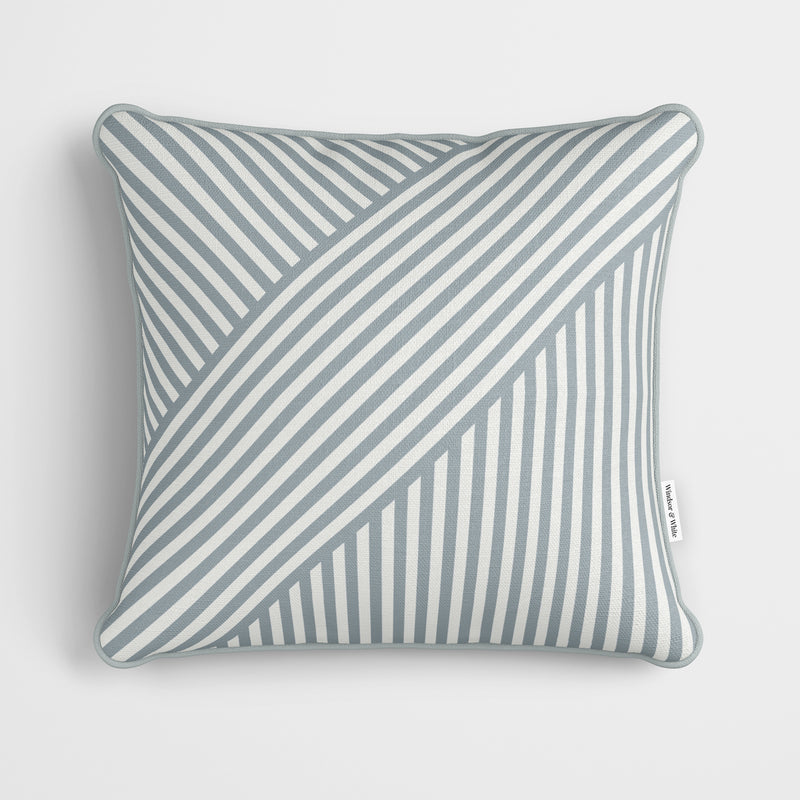 Grey Layered Stripes Cushion - Handmade Homeware, Made in Britain - Windsor and White