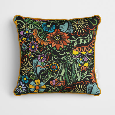 Botanical Multi Colour Quirky Floral Cushion - Handmade Homeware, Made in Britain - Windsor and White