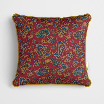 Burgundy Paisley Cushion - Handmade Homeware, Made in Britain - Windsor and White