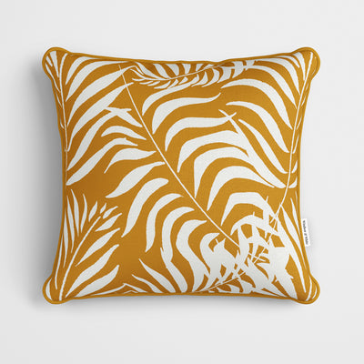 Palm Leaves Mustard Cushion - Handmade Homeware, Made in Britain - Windsor and White