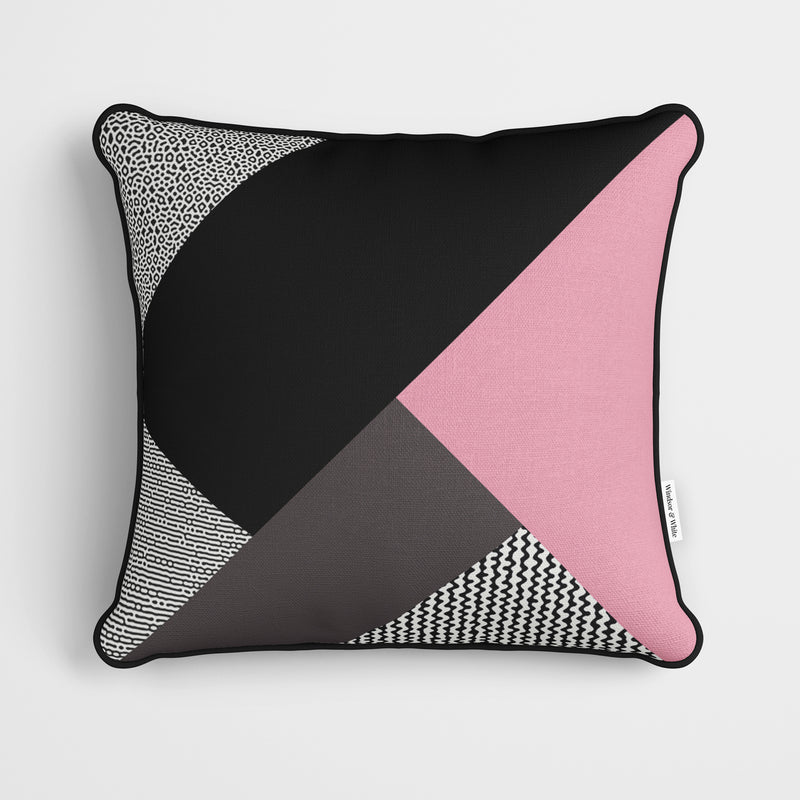 Modern Block Black Pink Cushion - Handmade Homeware, Made in Britain - Windsor and White