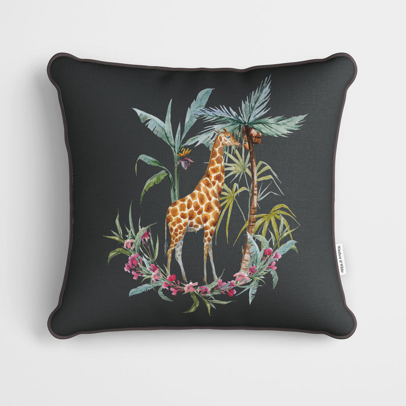 Painted Giraffe Print Cushion - Handmade Homeware, Made in Britain - Windsor and White