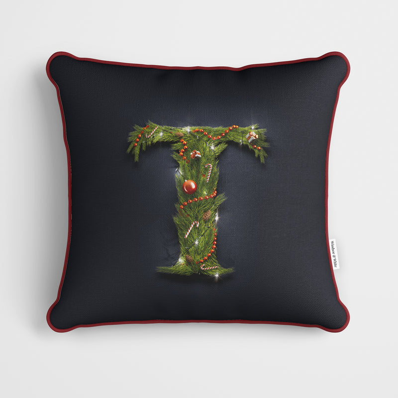 Christmas Garland Letter (T) Cushion