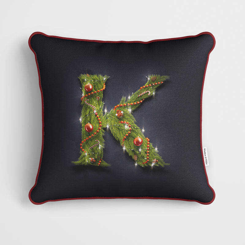 Christmas Garland Letter (K) Cushion