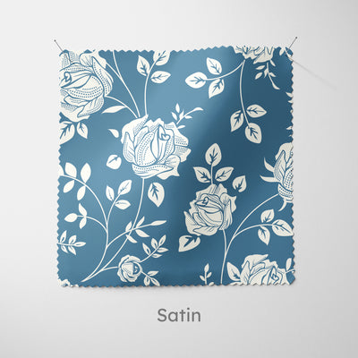 Blue Rose Stencil Pattern Cushion - Handmade Homeware, Made in Britain - Windsor and White