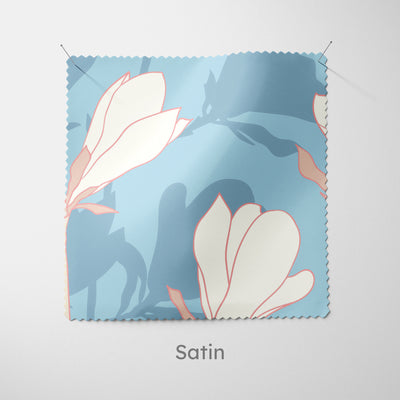 Light Blue Magnolia Flowers Cushion - Handmade Homeware, Made in Britain - Windsor and White