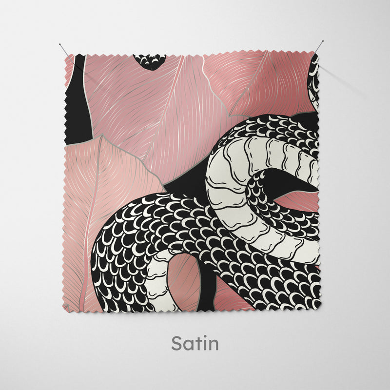 Pink Leaves Mono Snake Cushion - Handmade Homeware, Made in Britain - Windsor and White