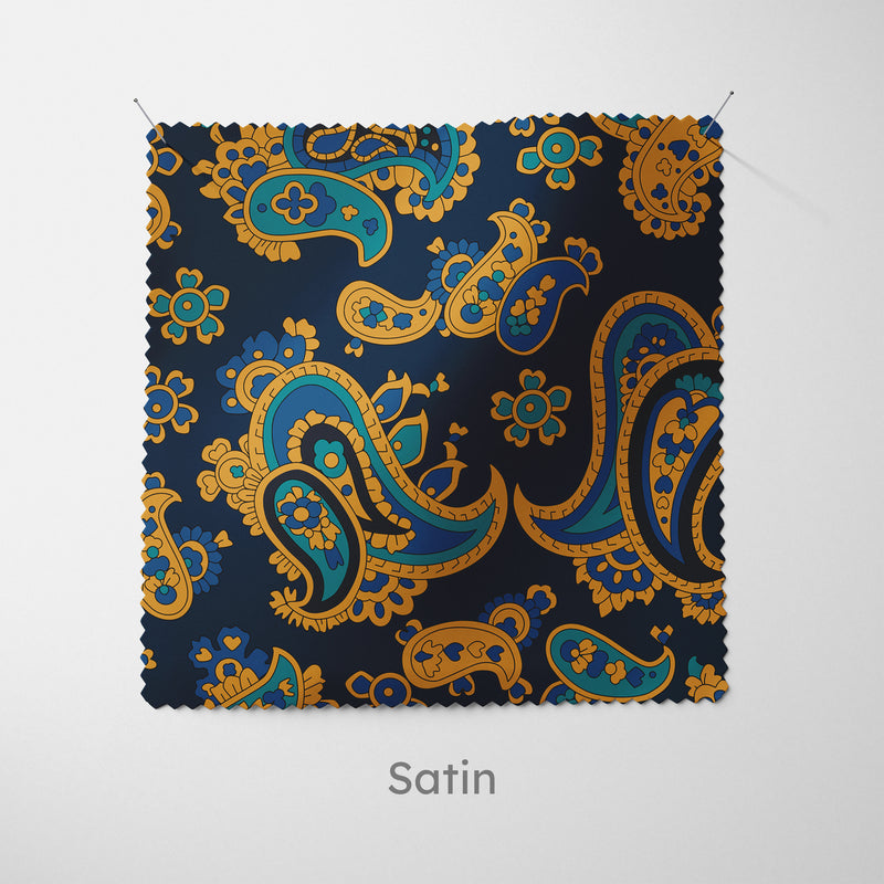 Navy & Orange Paisley Cushion - Handmade Homeware, Made in Britain - Windsor and White