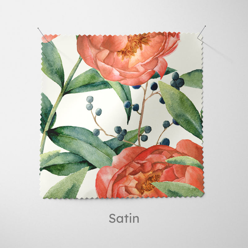 Orange Peony Floral Cushion - Handmade Homeware, Made in Britain - Windsor and White