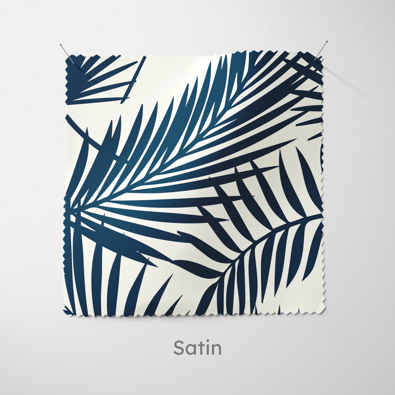 Palm Leaves Navy Blue Cushion - Handmade Homeware, Made in Britain - Windsor and White
