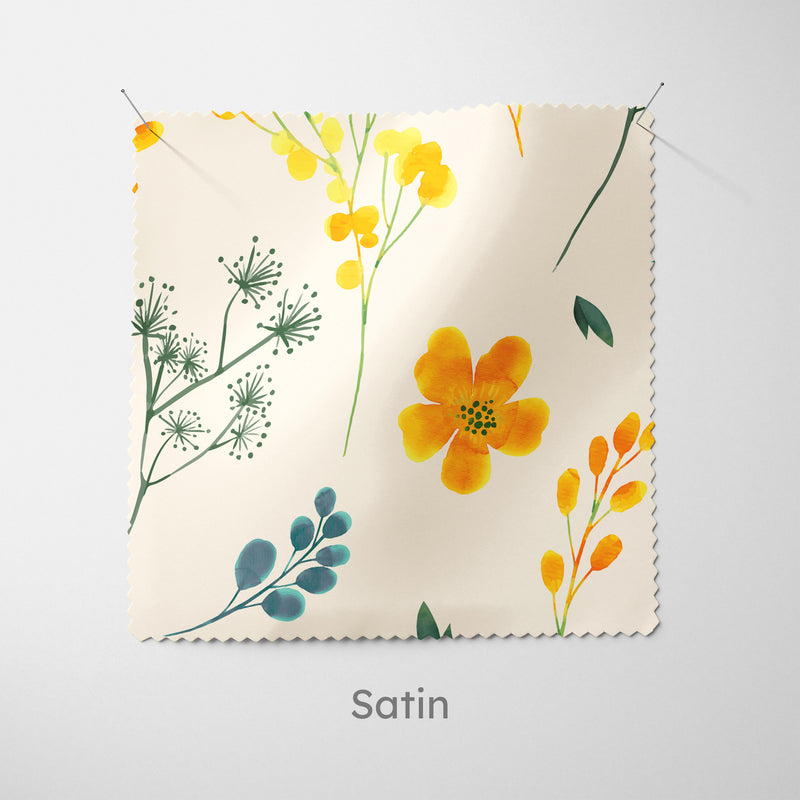 Cream Whimsical Yellow Flowers Cushion - Handmade Homeware, Made in Britain - Windsor and White