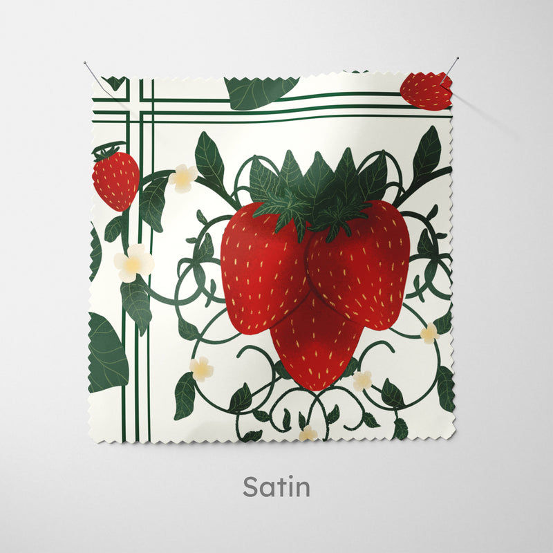 Strawberry Tile Pattern Green Cushion - Handmade Homeware, Made in Britain - Windsor and White
