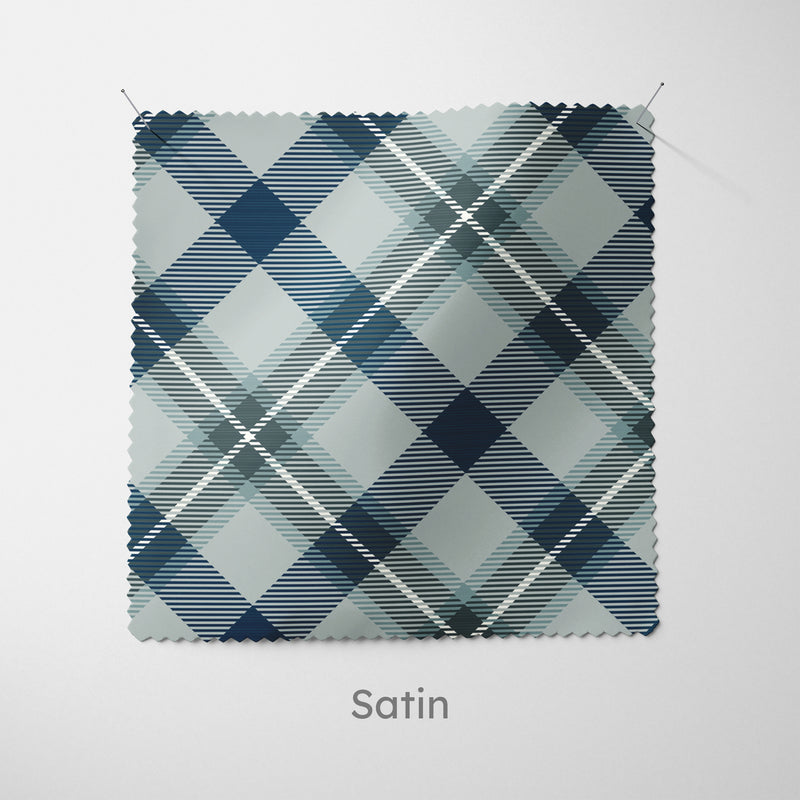 Grey Blue Modern Tartan Cushion - Handmade Homeware, Made in Britain - Windsor and White