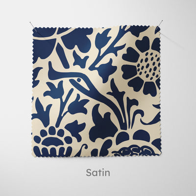 William Morris Sunflower Stencil Navy Cushion - Handmade Homeware, Made in Britain - Windsor and White