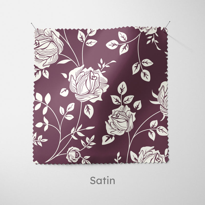 Dark Purple Rose Stencil Pattern Cushion - Handmade Homeware, Made in Britain - Windsor and White