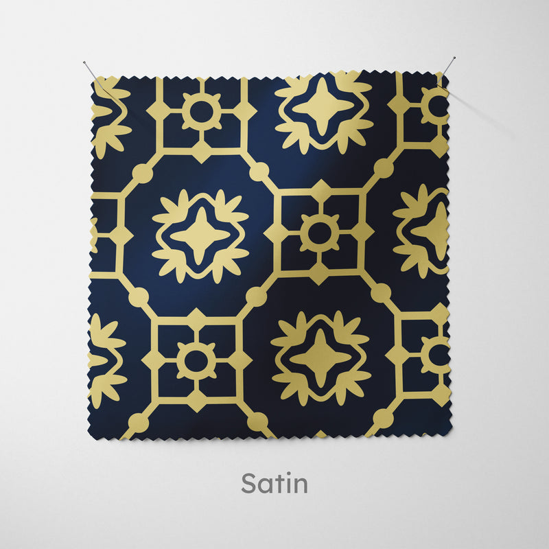 Navy Gold Moroccan Tiles Cushion - Handmade Homeware, Made in Britain - Windsor and White