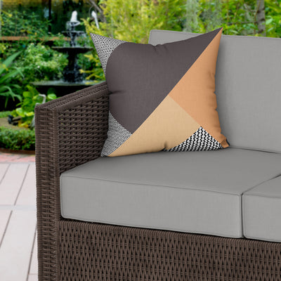 Modern Block Sand Grey Water Resistant Garden Outdoor Cushion - Handmade Homeware, Made in Britain - Windsor and White