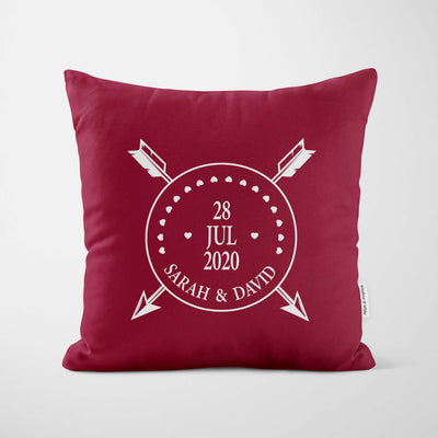 Personalised Cupid Arrows Red Cushion