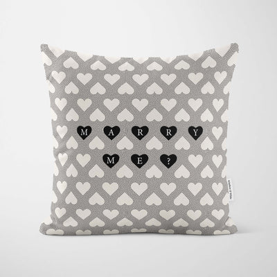 Marry Me Black Heart Proposal Cushion