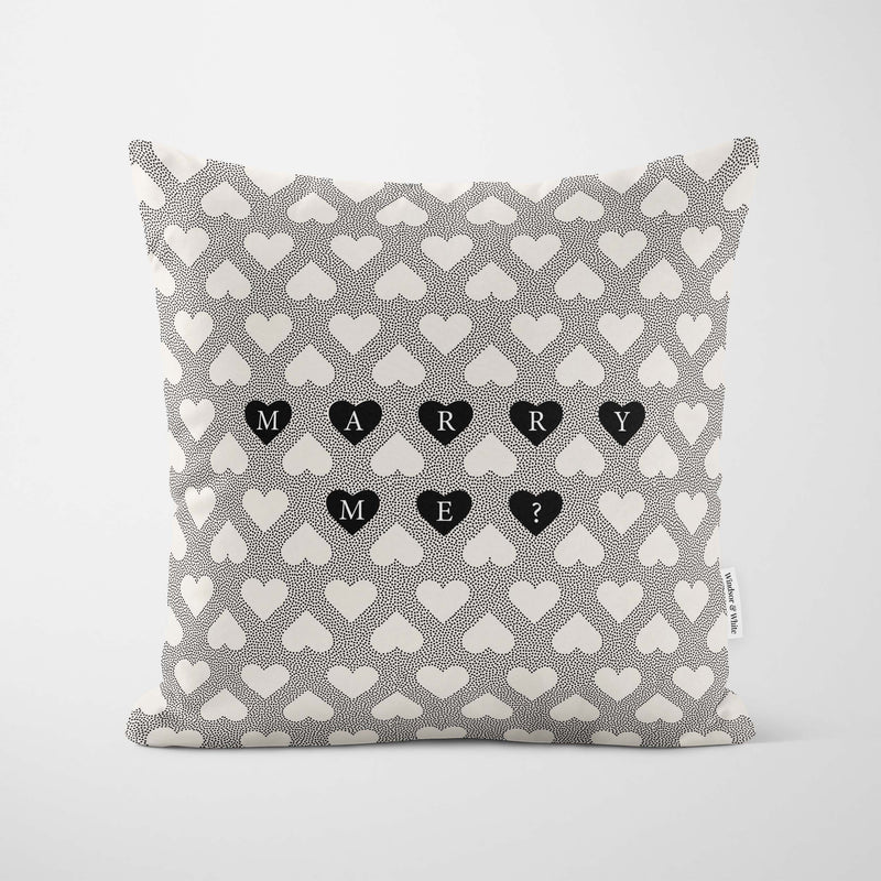 Marry Me Black Heart Proposal Cushion