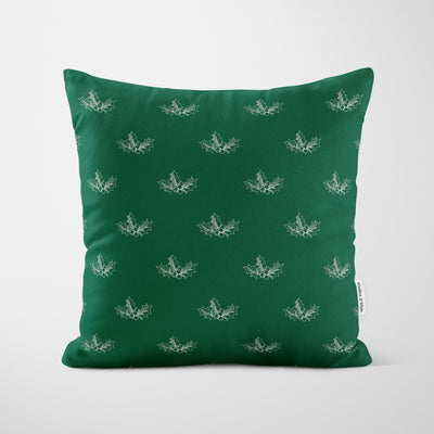 Personalised Green Holly Christmas Cushion