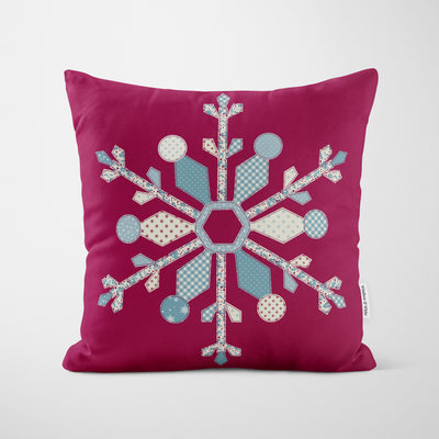 Red Patchwork Snowflake Cushion