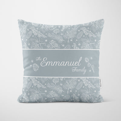 Personalised Blue Woodland Christmas Cushion