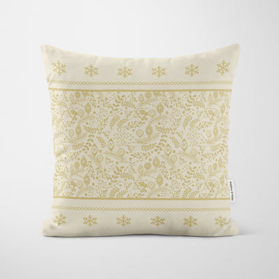 Cream Filigree Christmas Cushion