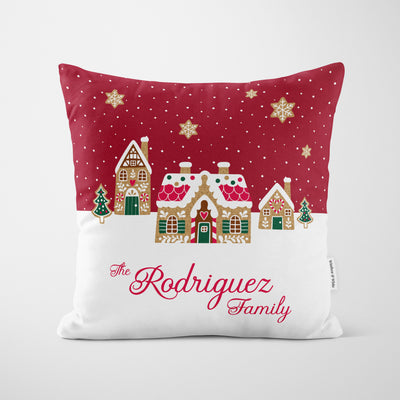 Personalised Red Gingerbread House Cushion