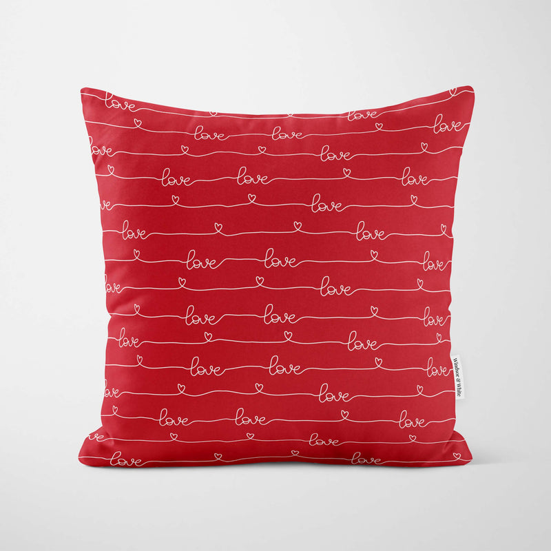 Love Handwriting Calligraphy Cushion Red