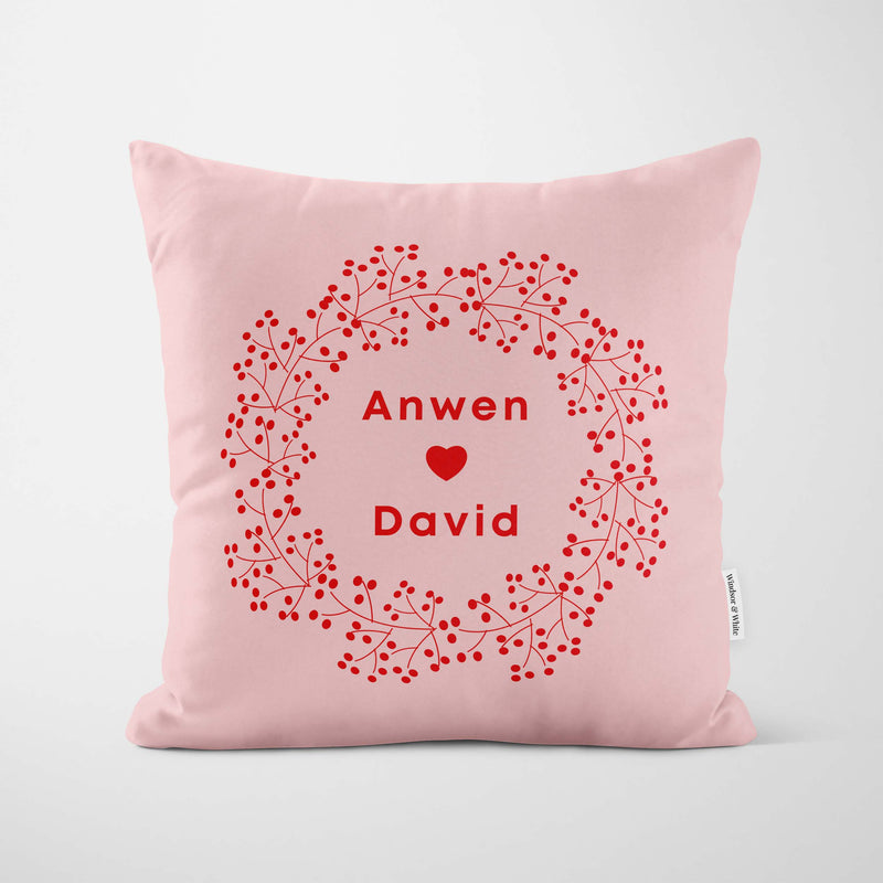 Personalised Ditsy Heart Pink Cushion