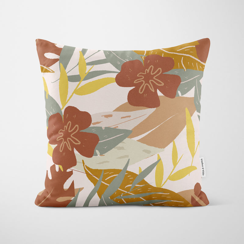 Cream Rust Artist Foliage Cushion - Handmade Homeware, Made in Britain - Windsor and White