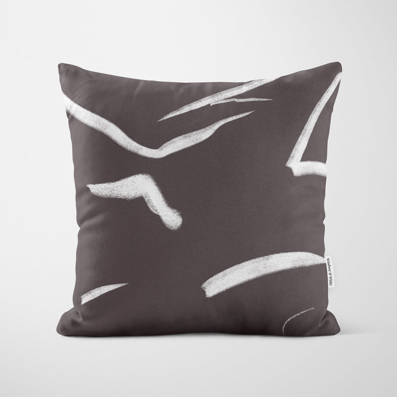 Grey Art Strokes Cushion - Handmade Homeware, Made in Britain - Windsor and White