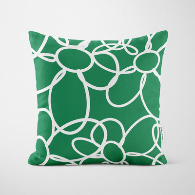 White Minimalist Daisy Green Cushion - Handmade Homeware, Made in Britain - Windsor and White