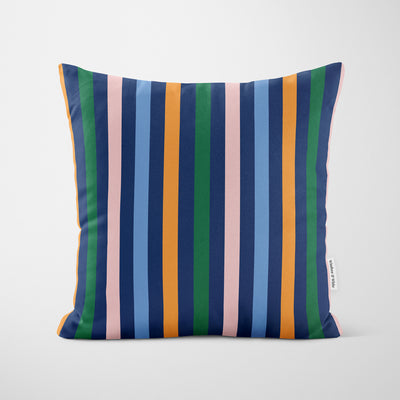 Modern Multitone Blue Stripe Cushion - Handmade Homeware, Made in Britain - Windsor and White