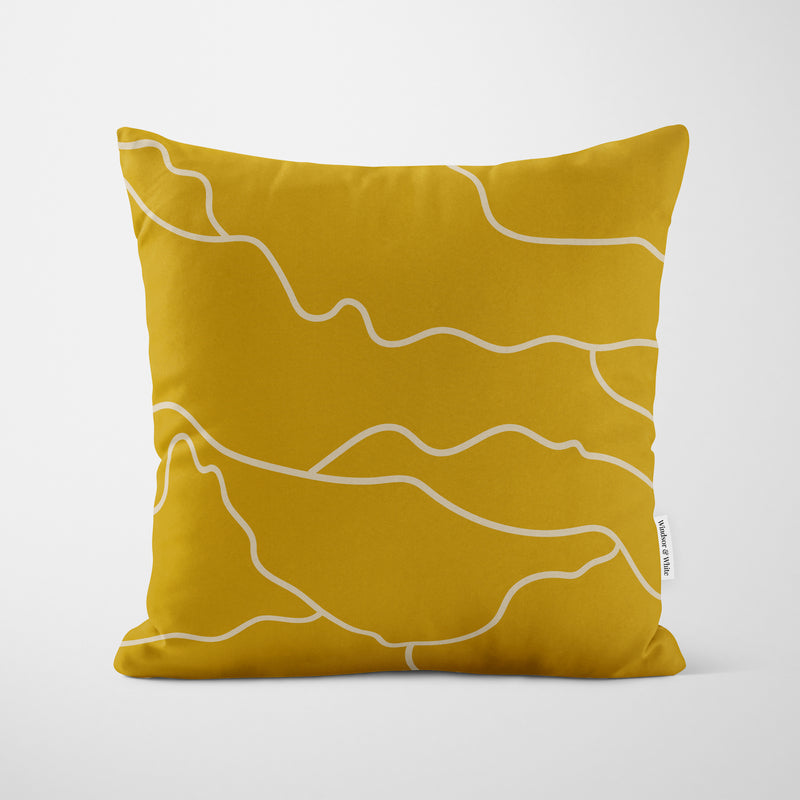 Yellow Gold Soft Lines Cushion - Handmade Homeware, Made in Britain - Windsor and White