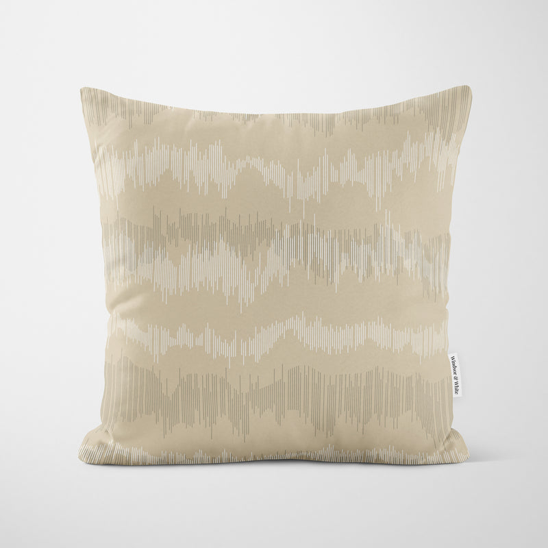 Natural Beige Texture Lines Cushion - Handmade Homeware, Made in Britain - Windsor and White