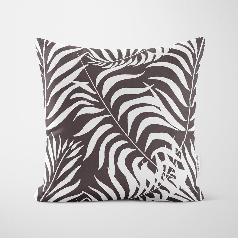 Palm Leaves Clay Grey Cushion - Handmade Homeware, Made in Britain - Windsor and White