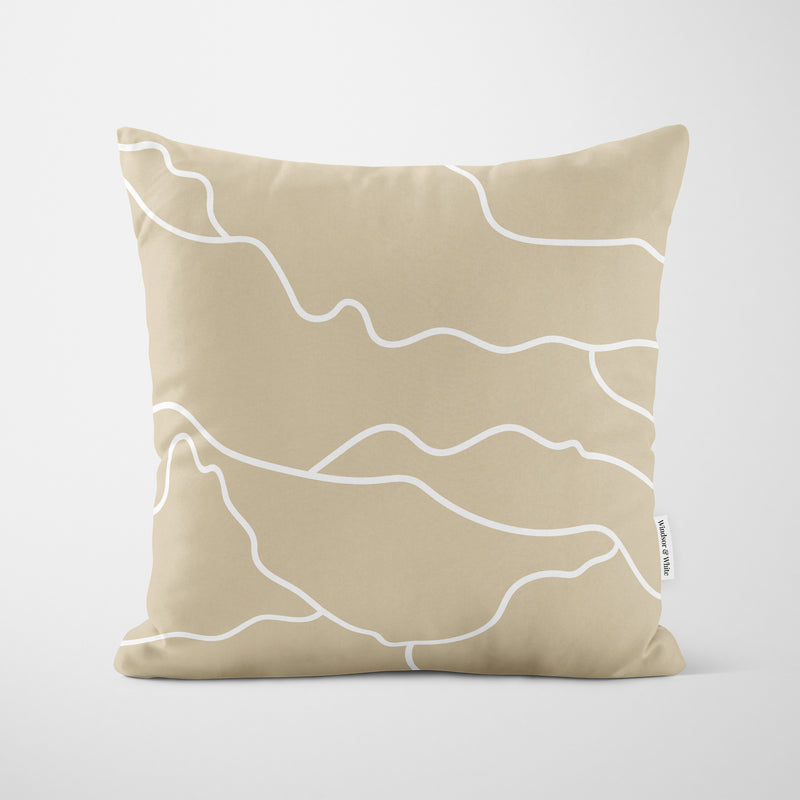 Natural Beige Stone Lines Cushion - Handmade Homeware, Made in Britain - Windsor and White