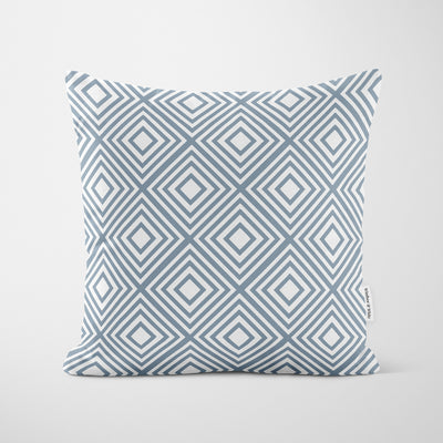Diamond Pattern Dusty Blue Cushion - Handmade Homeware, Made in Britain - Windsor and White