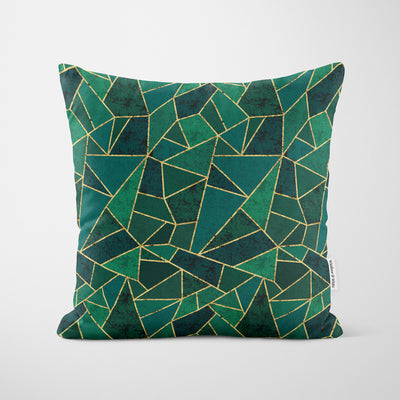 Green Geometric Tile Cushion - Handmade Homeware, Made in Britain - Windsor and White