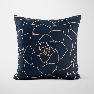 Succulent Outline Navy Cushion - Handmade Homeware, Made in Britain - Windsor and White
