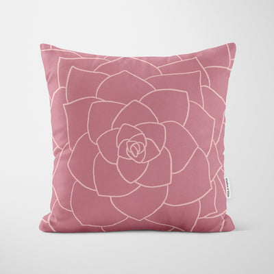 Succulent Outline Pink Cushion - Handmade Homeware, Made in Britain - Windsor and White