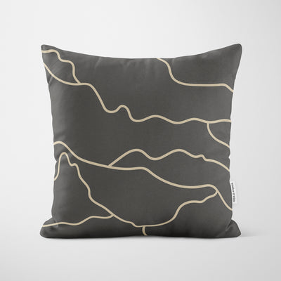 Dark Slate Stone Lines Cushion - Handmade Homeware, Made in Britain - Windsor and White