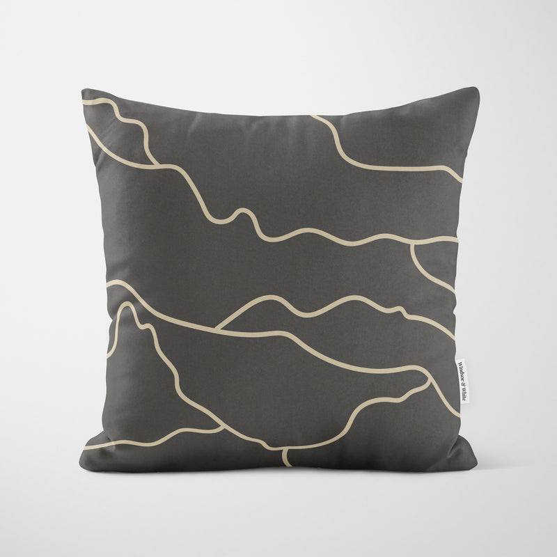 Dark Slate Stone Lines Cushion - Handmade Homeware, Made in Britain - Windsor and White