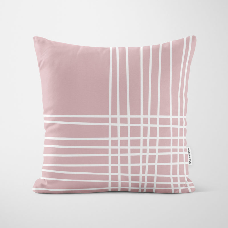 Blossom Pink Crosshatch Cushion - Handmade Homeware, Made in Britain - Windsor and White