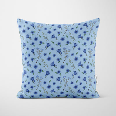 Light Blue Ditsy Floral Cushion - Handmade Homeware, Made in Britain - Windsor and White