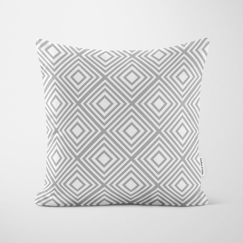 Diamond Pattern Dove Grey Cushion - Handmade Homeware, Made in Britain - Windsor and White